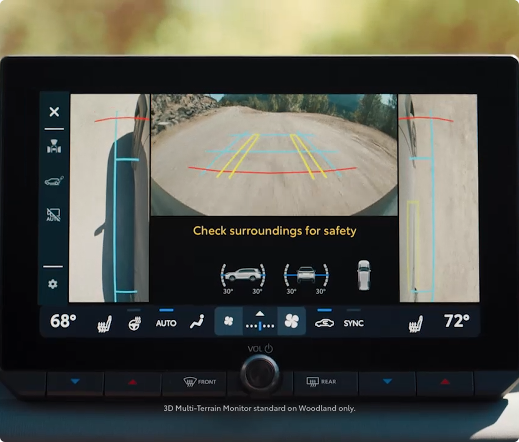 Woodland interior shown in Mineral SofTex® trim. Prototype shown with options.