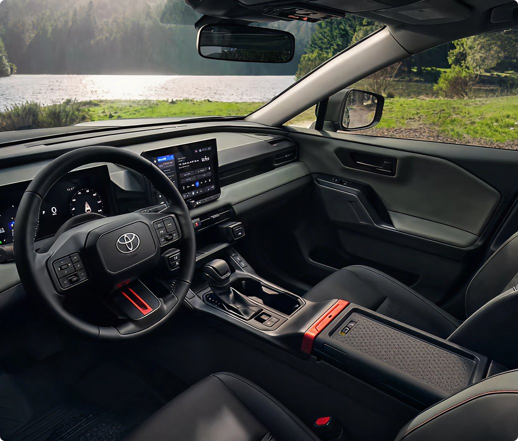 Woodland interior shown in Mineral SofTex® trim. Prototype shown with options.